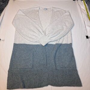 Madewell S Edgewater Bubble Sleeve Cardigan Sweater Cream Light Blue Wool Alpaca